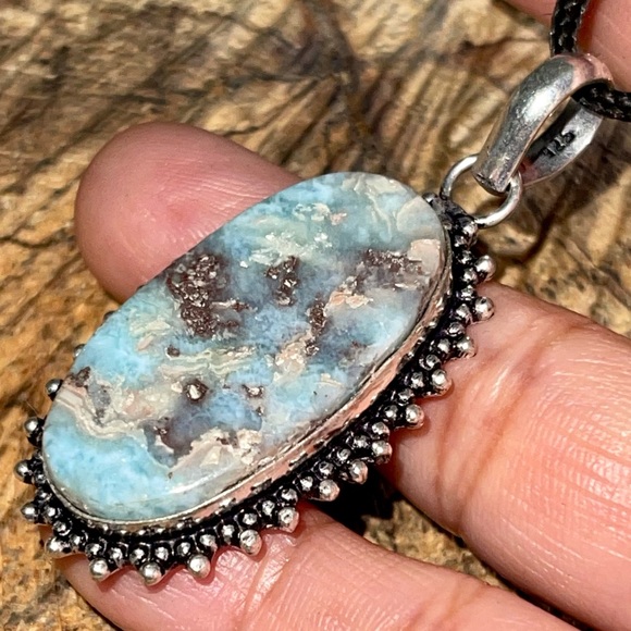 handmade & handcrafted gemstone jewelry Jewelry - Caribbean DR Larimar Crystal Pendant 2”